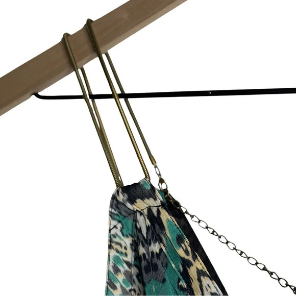 Arden Mini Fit & Flare Y2K Dress Black Green Unique Metal Straps Women’s… - Picture 12 of 13